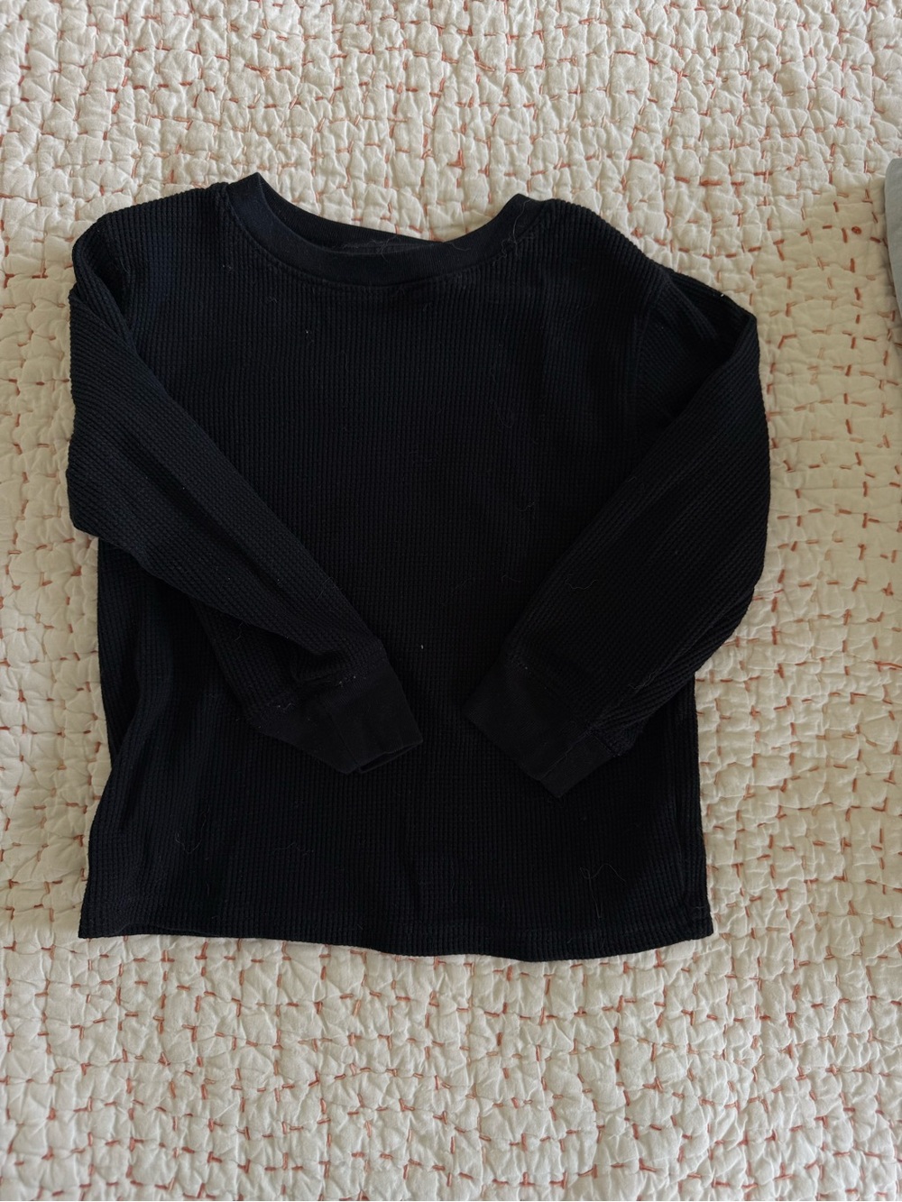 Cat & Jack Black Long-Sleeve Waffle Knit Tee